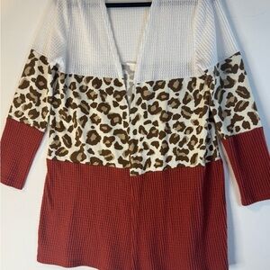 Leopard Print Colorblock Cardigan
